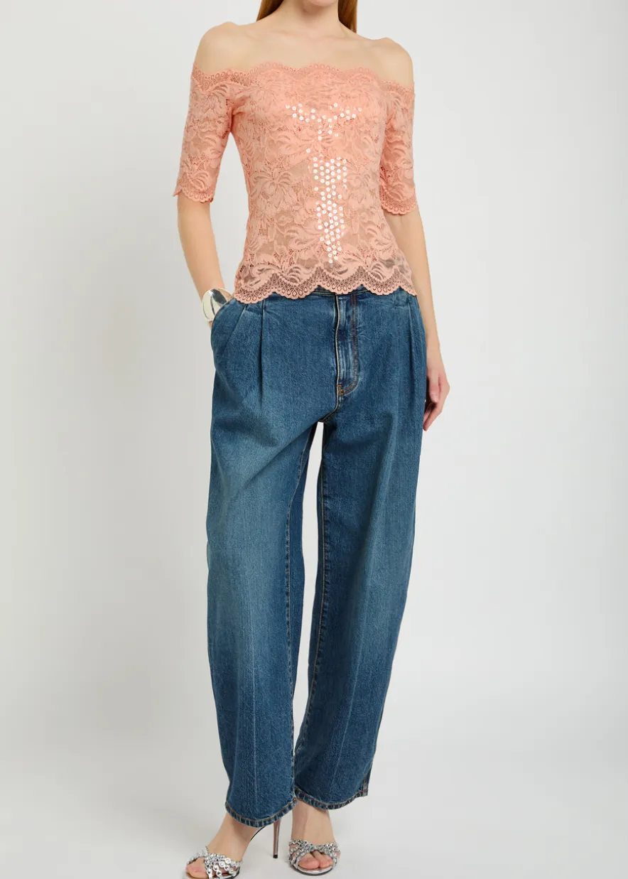 Off-the-shoulder lace top