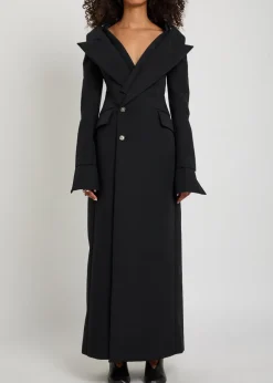 Off-the-shoulder maxi blazer dress