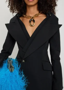 Off-the-shoulder maxi blazer dress