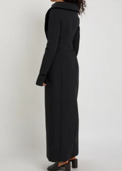 Off-the-shoulder maxi blazer dress
