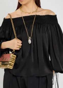 Off-the-shoulder silk top