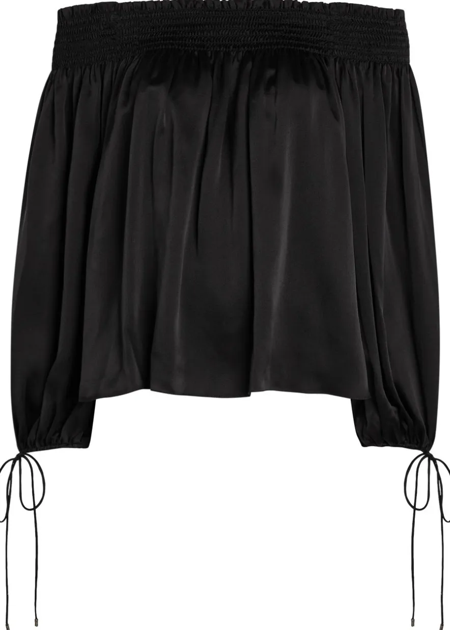 Off-the-shoulder silk top