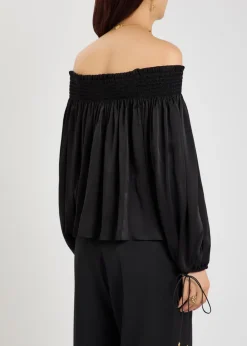 Off-the-shoulder silk top
