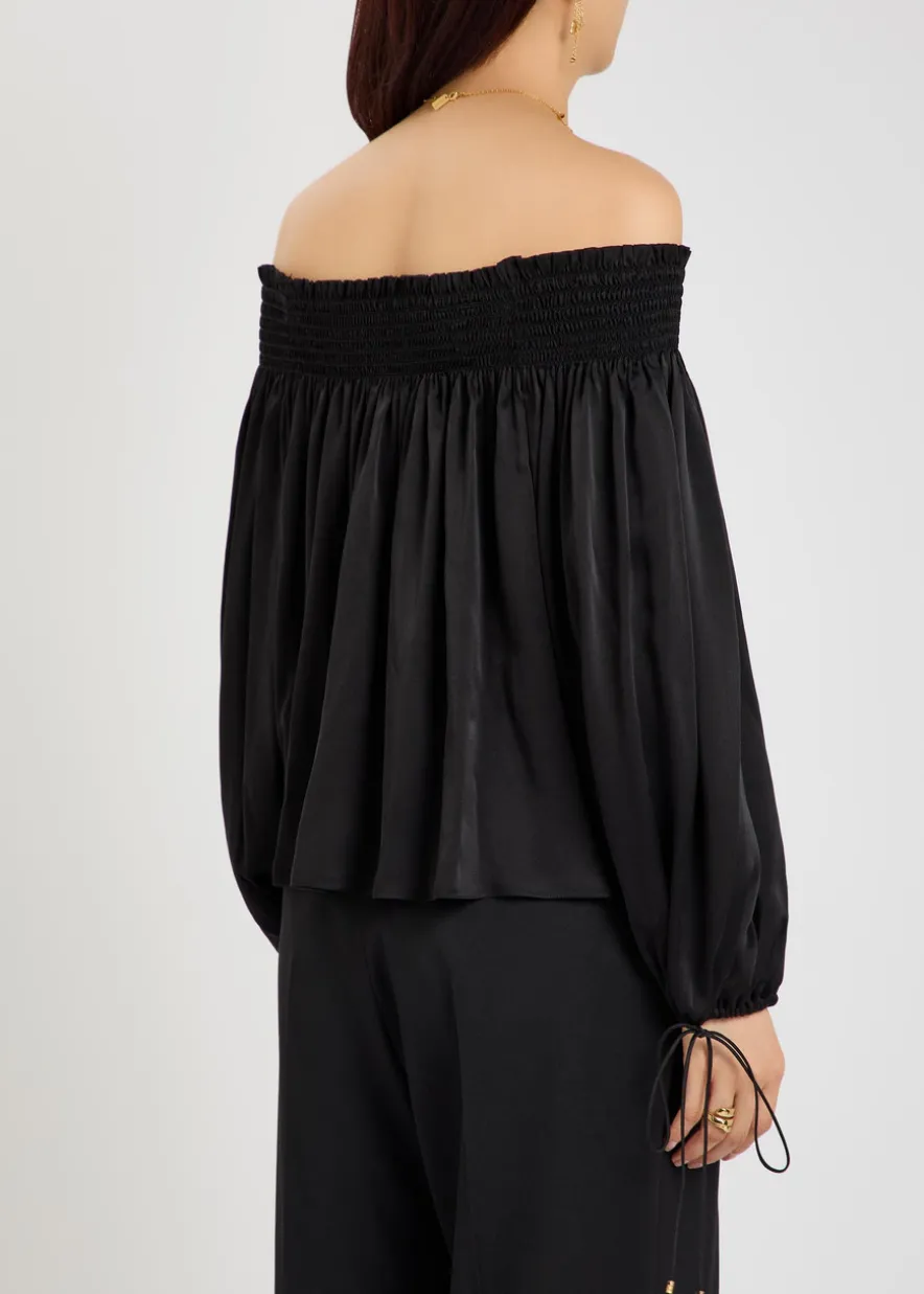 Off-the-shoulder silk top