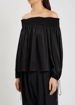 Off-the-shoulder silk top