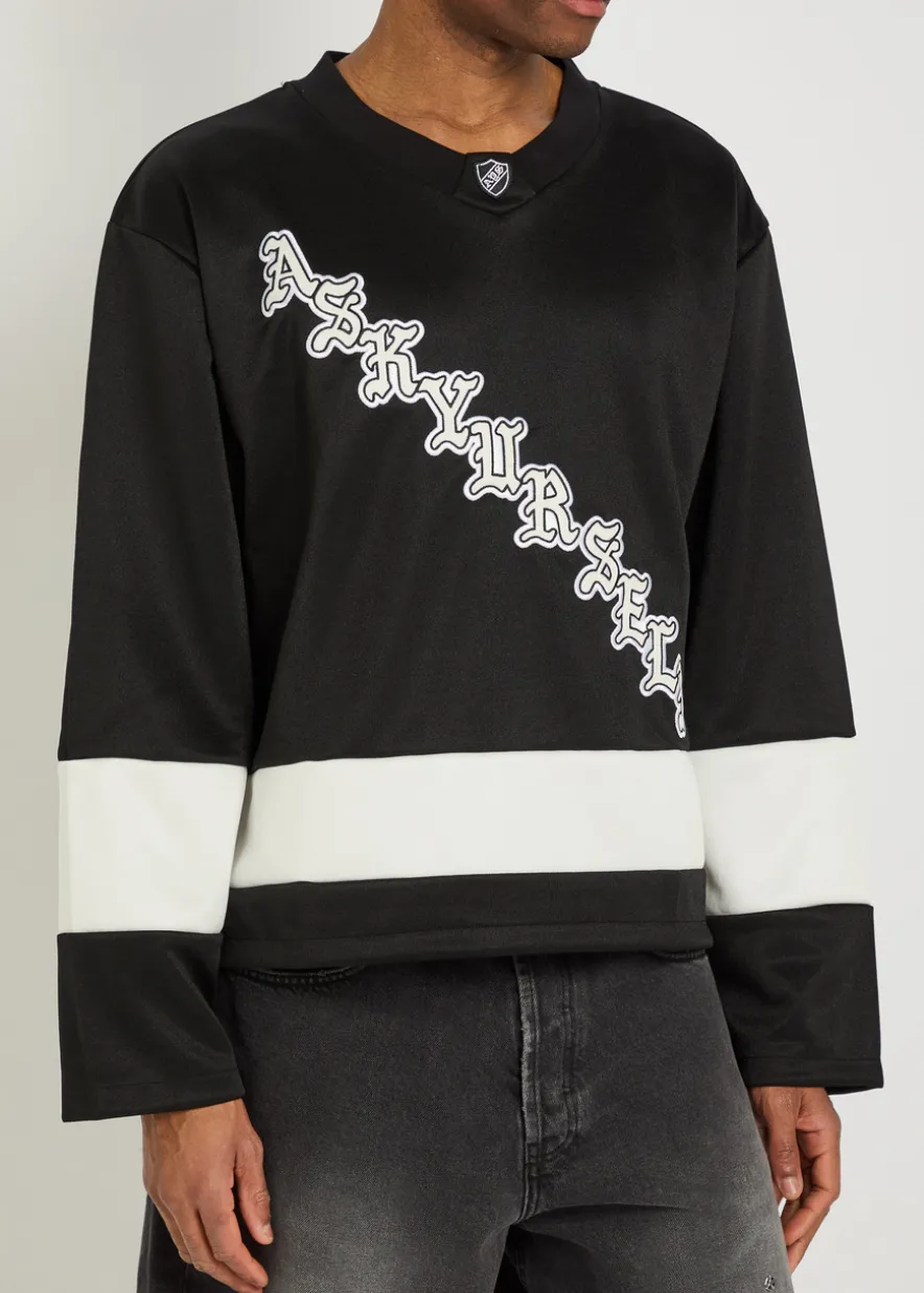 OG logo-appliquéd panelled cotton hockey jersey top