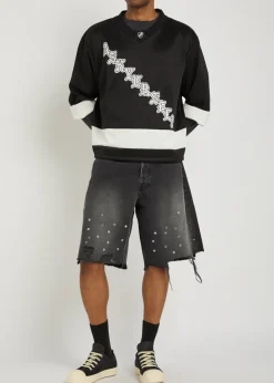 OG logo-appliquéd panelled cotton hockey jersey top