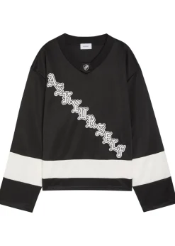 OG logo-appliquéd panelled cotton hockey jersey top