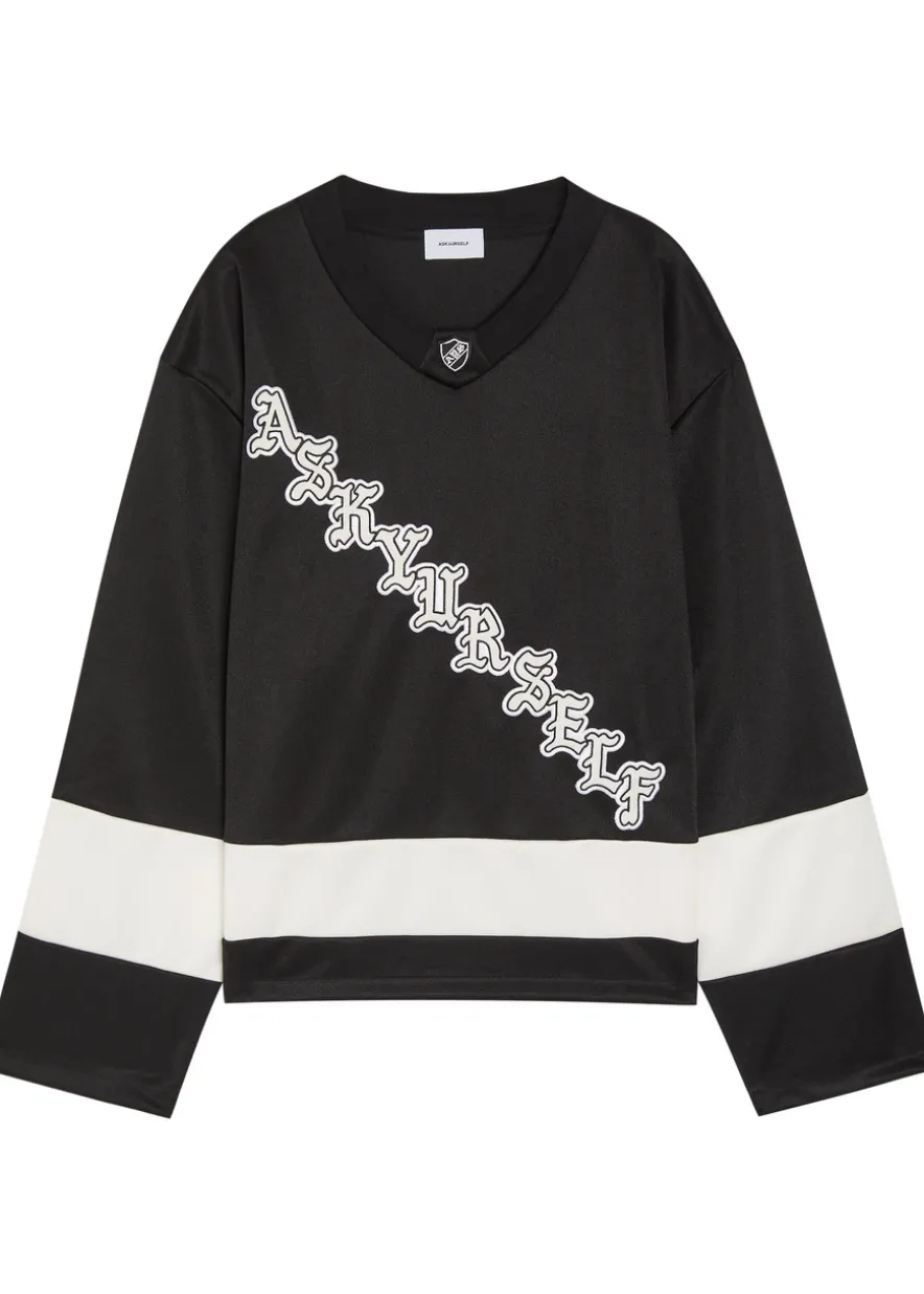 OG logo-appliquéd panelled cotton hockey jersey top
