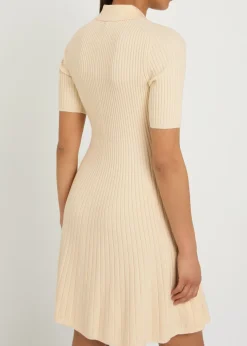 Olie ribbed knit mini polo dress