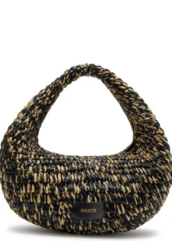 Olivia medium raffia top handle bag