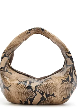 Olivia medium snake-effect suede and leather top handle bag