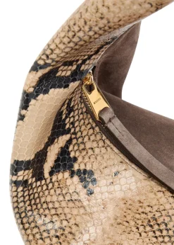Olivia medium snake-effect suede and leather top handle bag