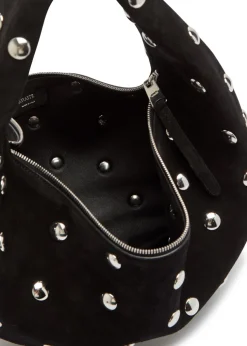Olivia medium studded suede top handle bag