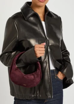 Olivia mini suede hobo top handle bag