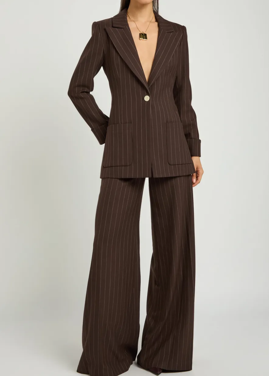 Olivia pinstriped wide-leg twill trousers