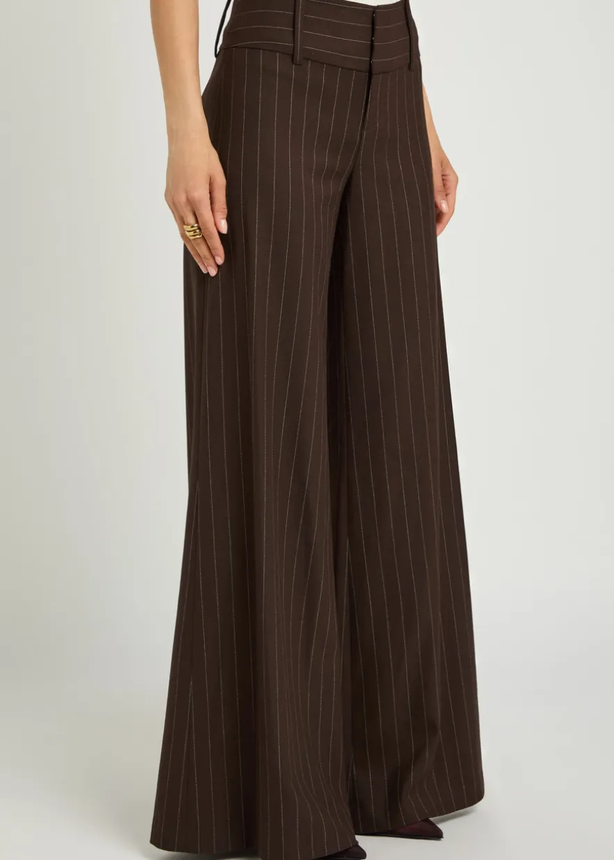 Olivia pinstriped wide-leg twill trousers