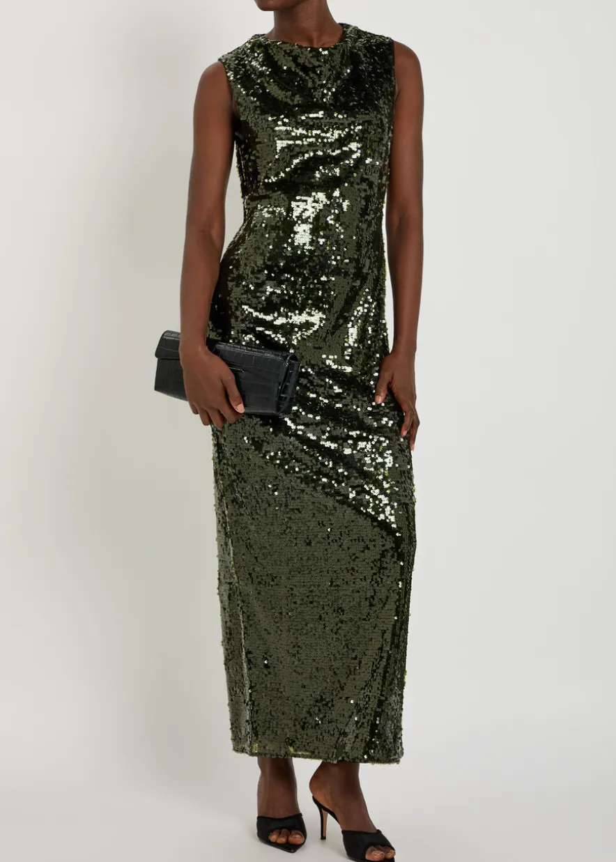 Olympia sequin-embellished tulle maxi dress