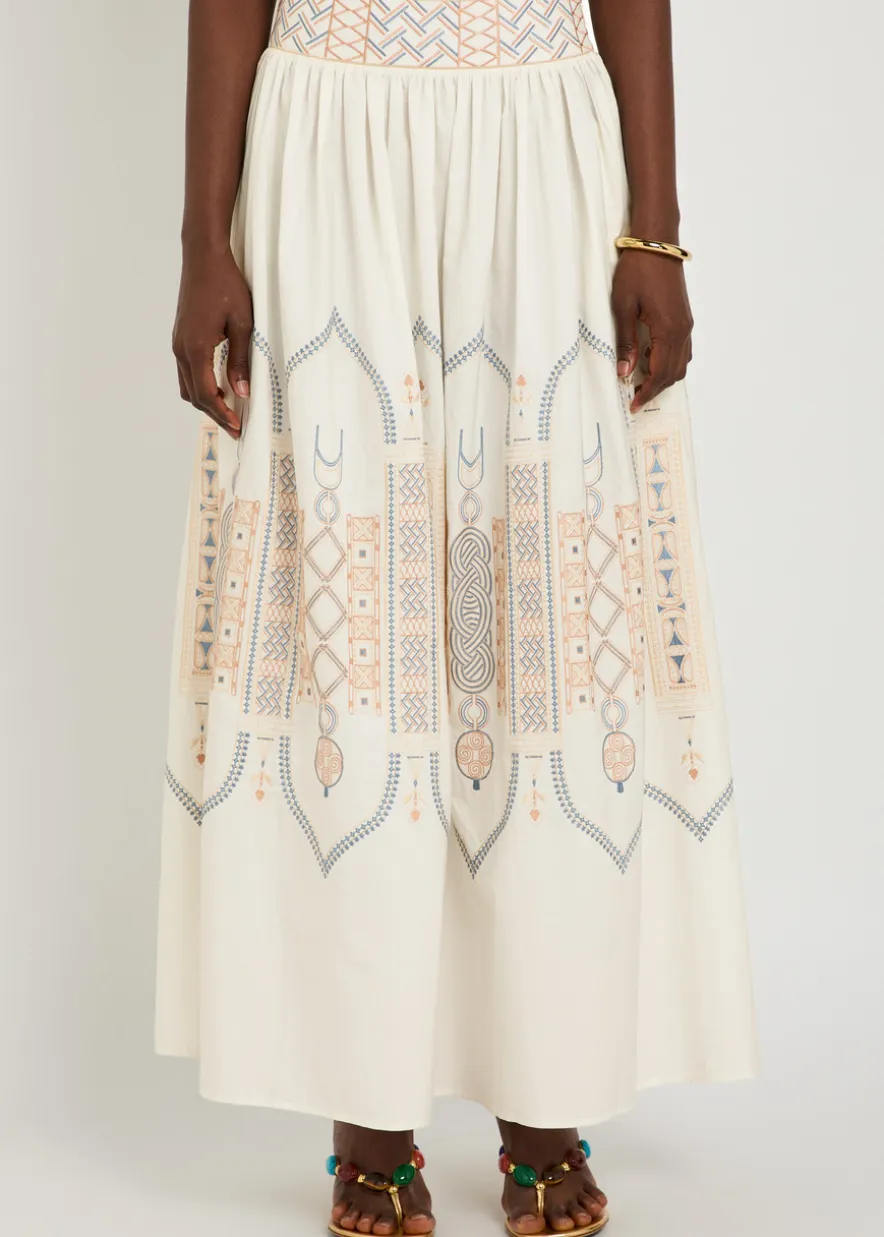 Ombretta embroidered cotton-blend midi skirt