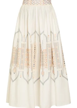 Ombretta embroidered cotton-blend midi skirt