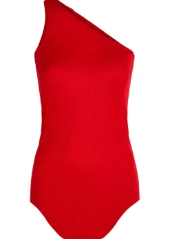 One-shoulder fine-knit tank