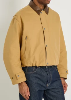 Opada padded leather-trim cotton jacket