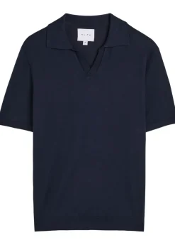 Open-collar cotton polo shirt