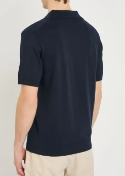 Open-collar cotton polo shirt
