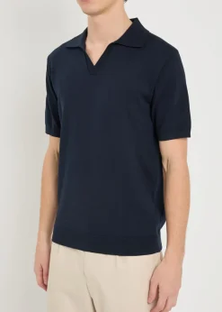 Open-collar cotton polo shirt