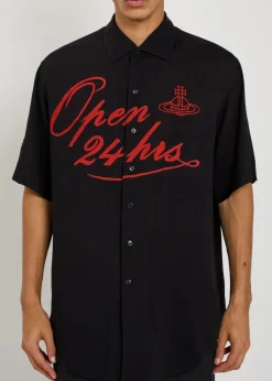 Open 24hr Bowling printed woven shirt