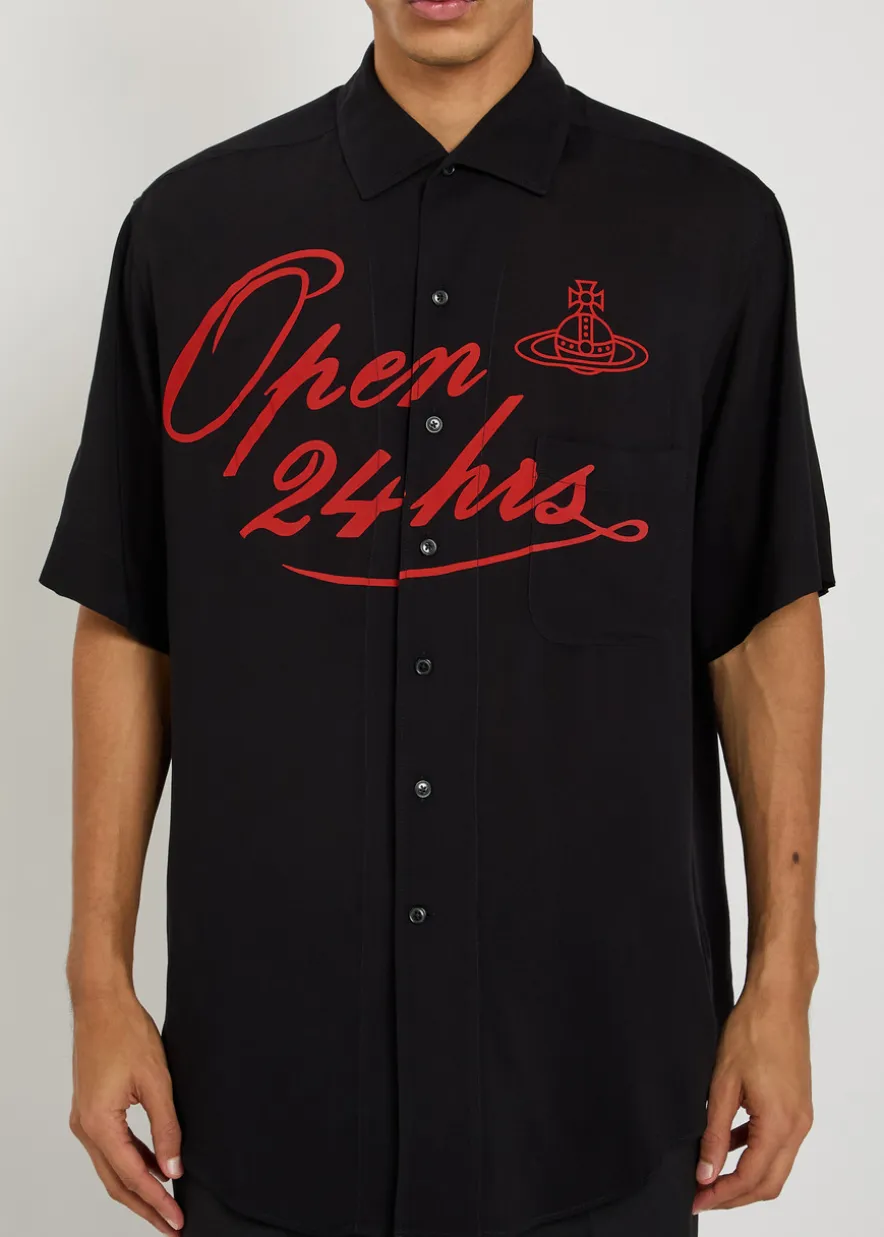 Open 24hr Bowling printed woven shirt