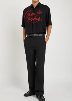 Open 24hr Bowling printed woven shirt