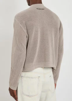 Open-knit linen and cotton-blend cardigan