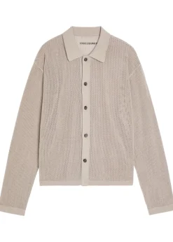 Open-knit linen and cotton-blend cardigan