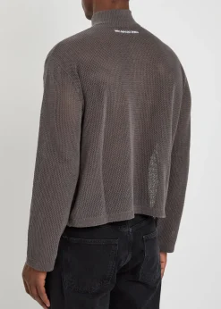 Open-knit linen and cotton-blend cardigan