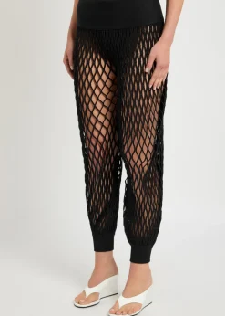 Open-knit stretch-jersey trousers