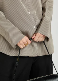 Open sleeve striped woven shirt