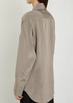 Open sleeve striped woven shirt