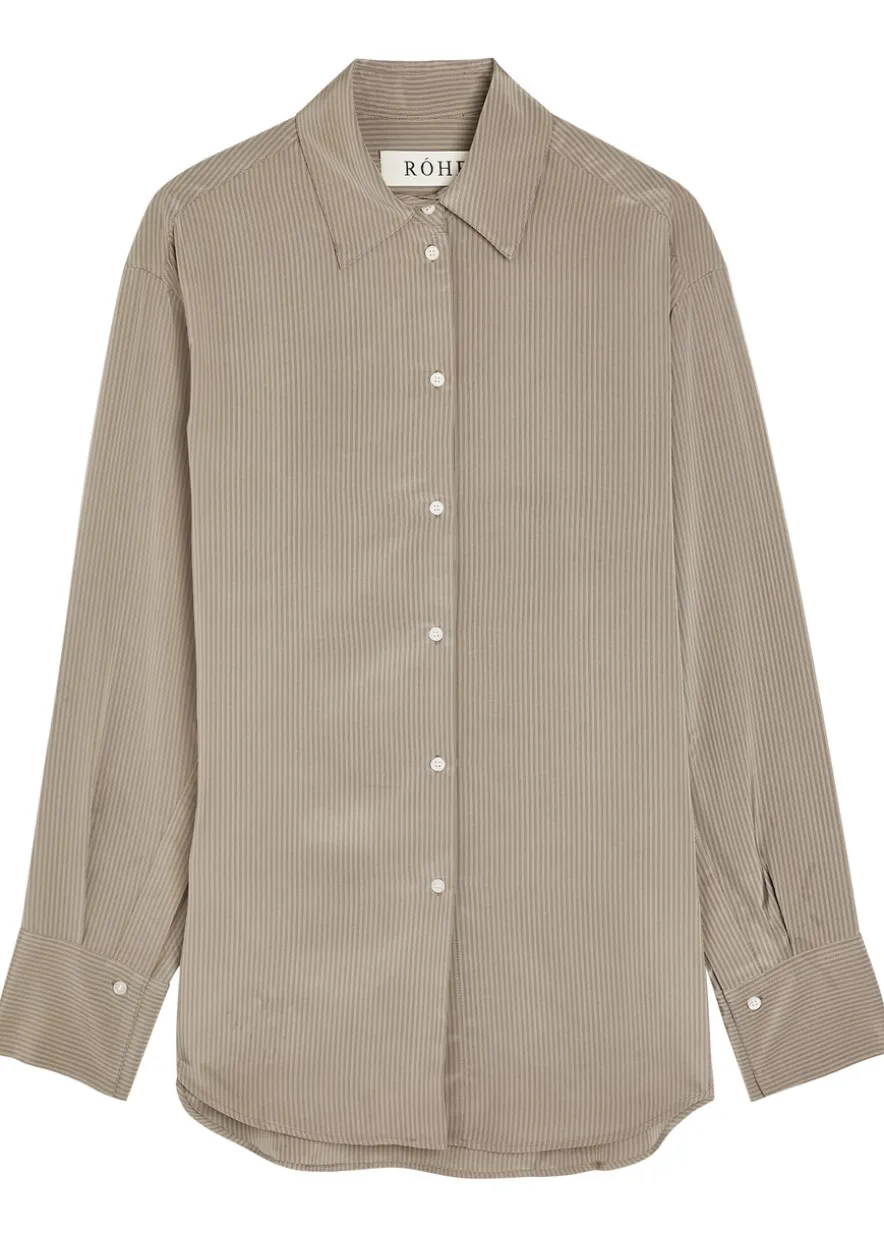 Open sleeve striped woven shirt