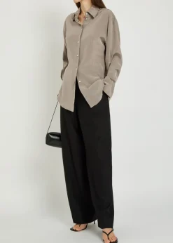 Open sleeve striped woven shirt