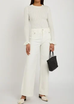 Ophelia pointelle-knit top