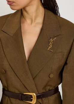 Opyum sculpted metal brooch