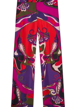 Orchidee printed silk trousers