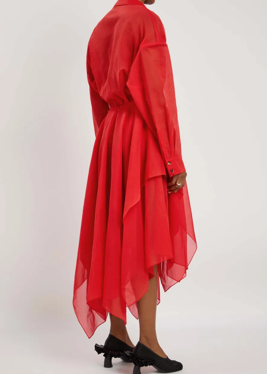 Organza silk-chiffon shirt dress