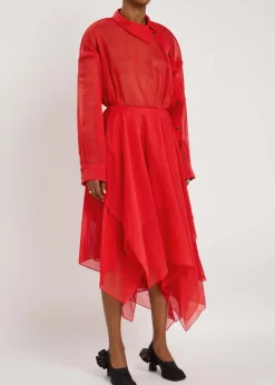Organza silk-chiffon shirt dress