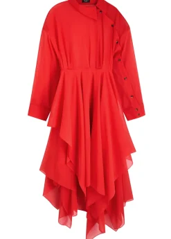 Organza silk-chiffon shirt dress