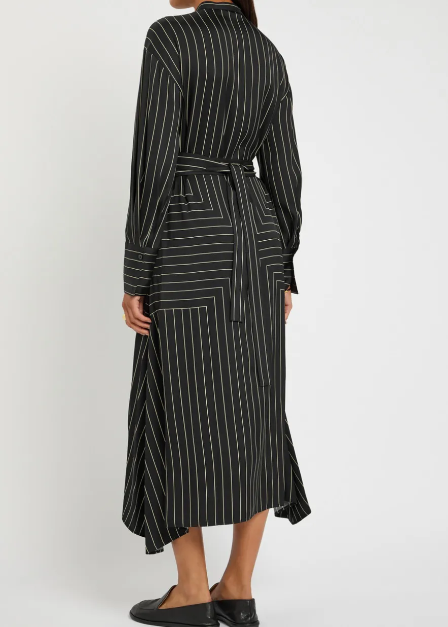 Orlana striped silk-blend midi shirt dress