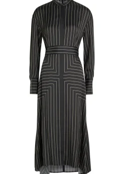 Orlana striped silk-blend midi shirt dress