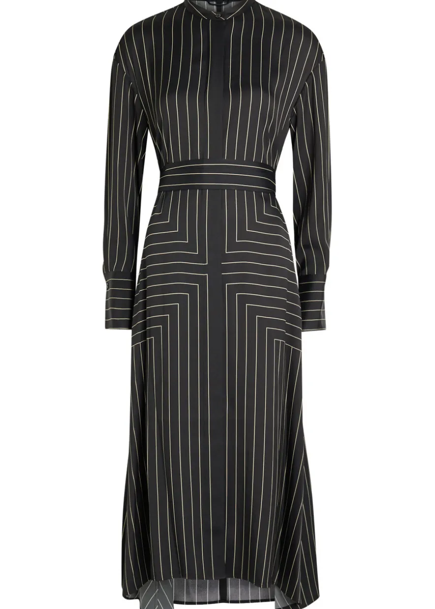 Orlana striped silk-blend midi shirt dress