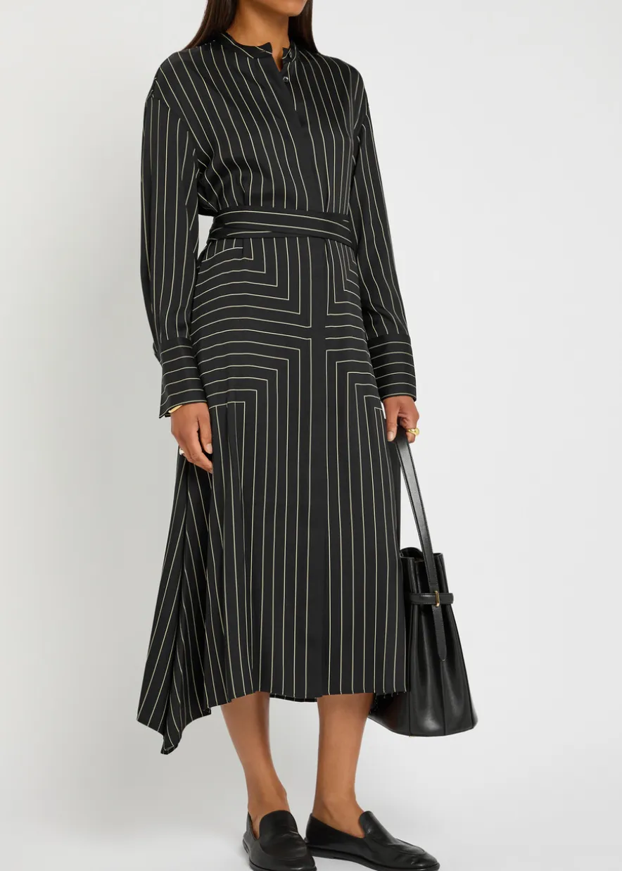 Orlana striped silk-blend midi shirt dress